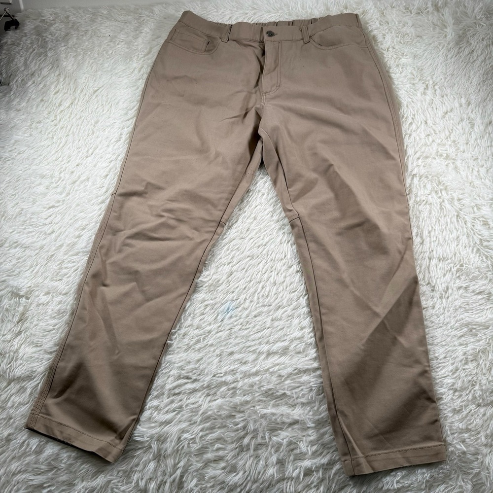 Bearbottom Pants Mens XL Beige Stretch Chino Elastic Waist Travel Slim City‎